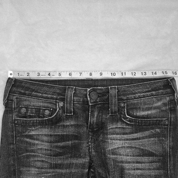 True Religion Skinny Jeans Low Rise Black Washed Distressed - Picture 3 of 11